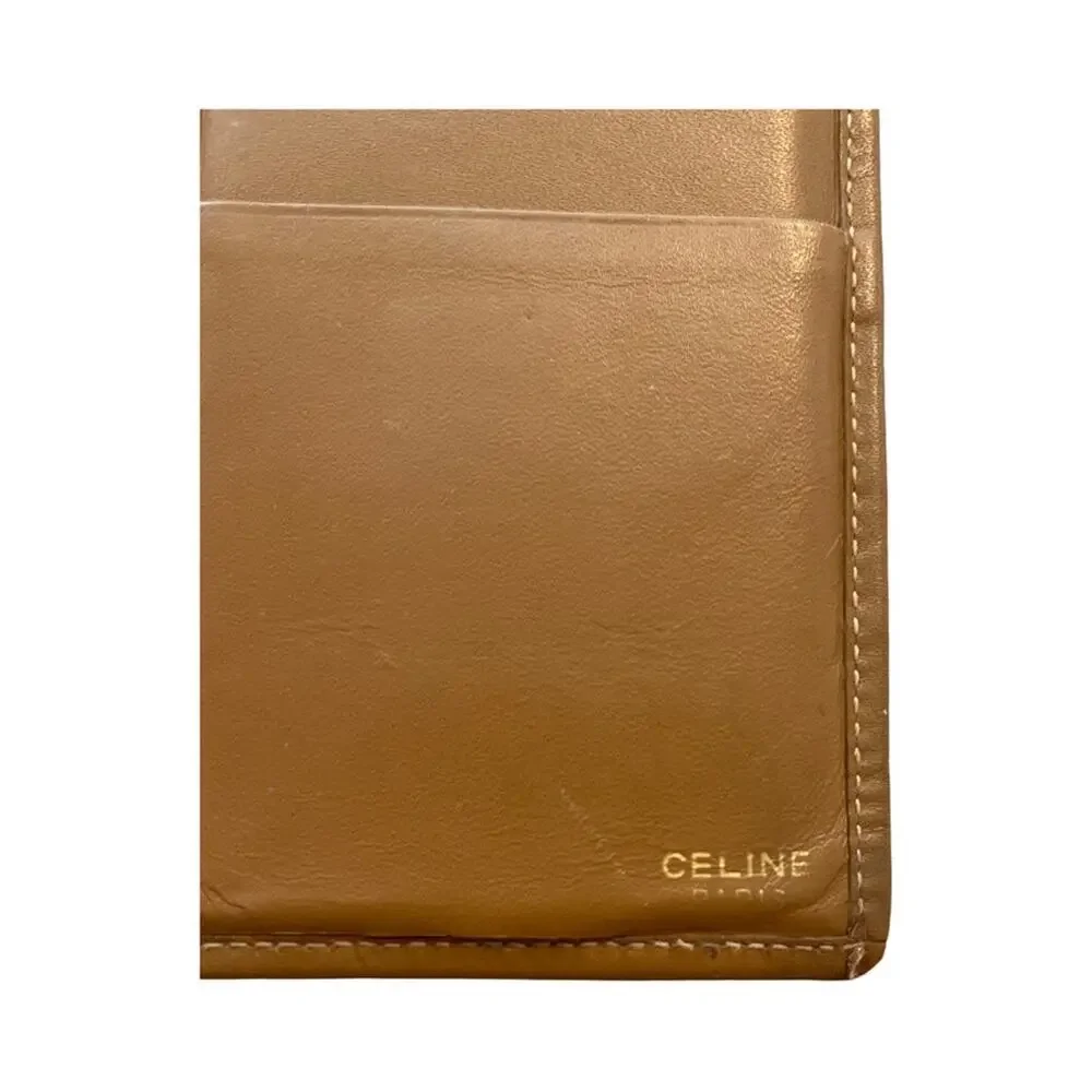 Vintage Celine Macadam Long Wallet Tan Leather & Canvas Made in Italy - Picture 6 of 15